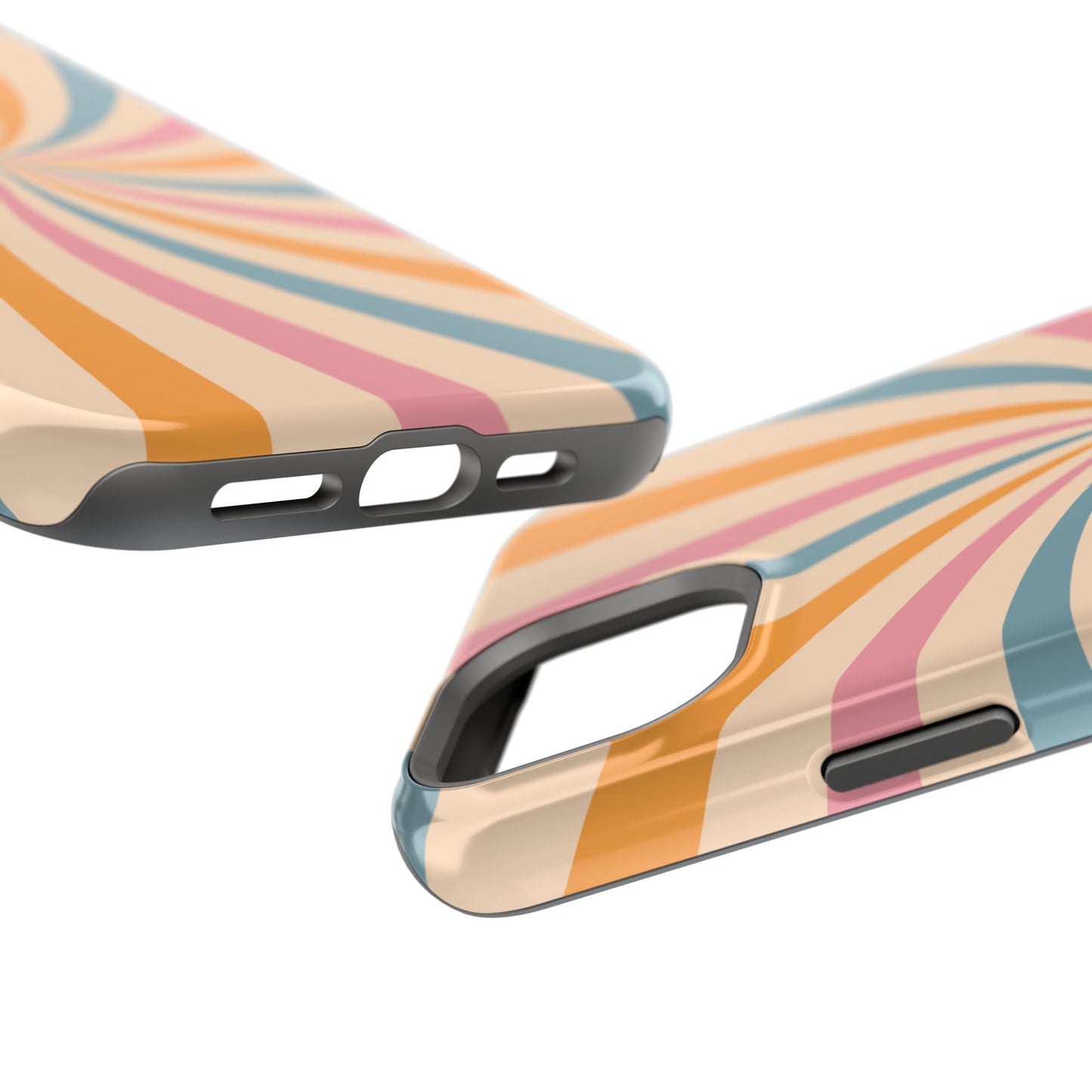 Retro Swirl Pattern MagSafe iPhone Case – Bold 70s Vibe in Pink, Orange, and Orange