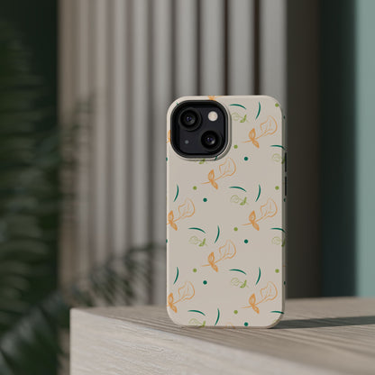 Soft Pastel Abstract Floral Tough MagSafe iPhone Case – Playful Minimalist Design with Dual-Layer Protection