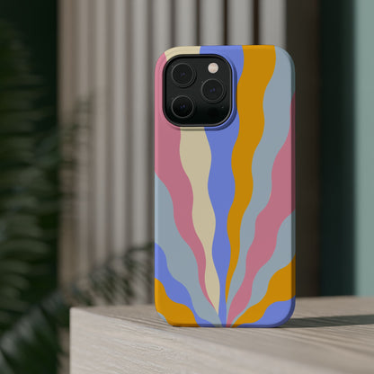 Pastel Radiance MagSafe iPhone Case – 70s-Inspired Dual-Layer Design with Wavy Sunburst Pattern