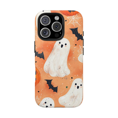 Spooky Cute Ghost iPhone Case – Halloween Ghosts, Pumpkins, Bats & Cobwebs Design