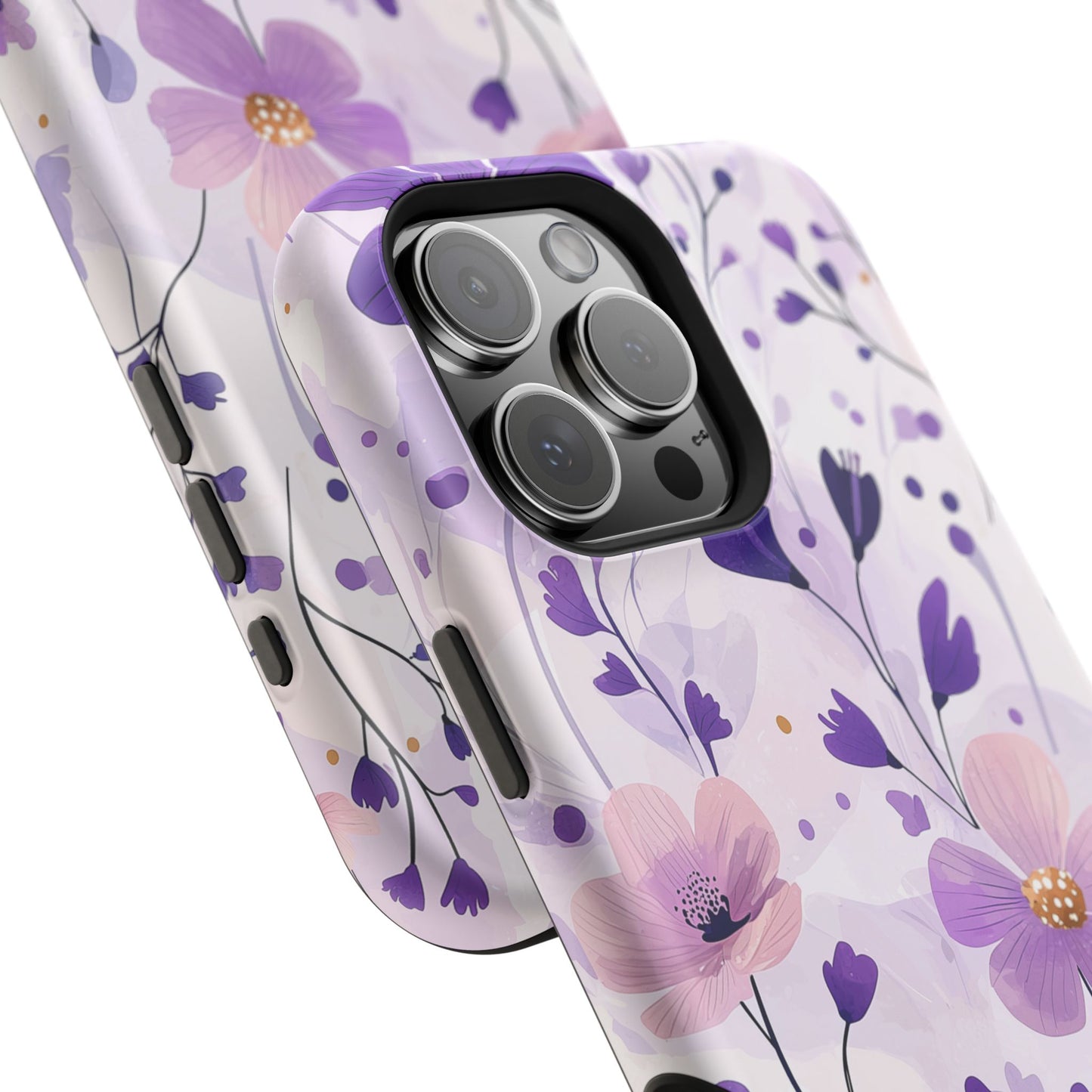 Purple Floral Bliss MagSafe iPhone Case – Delicate Blossom Design