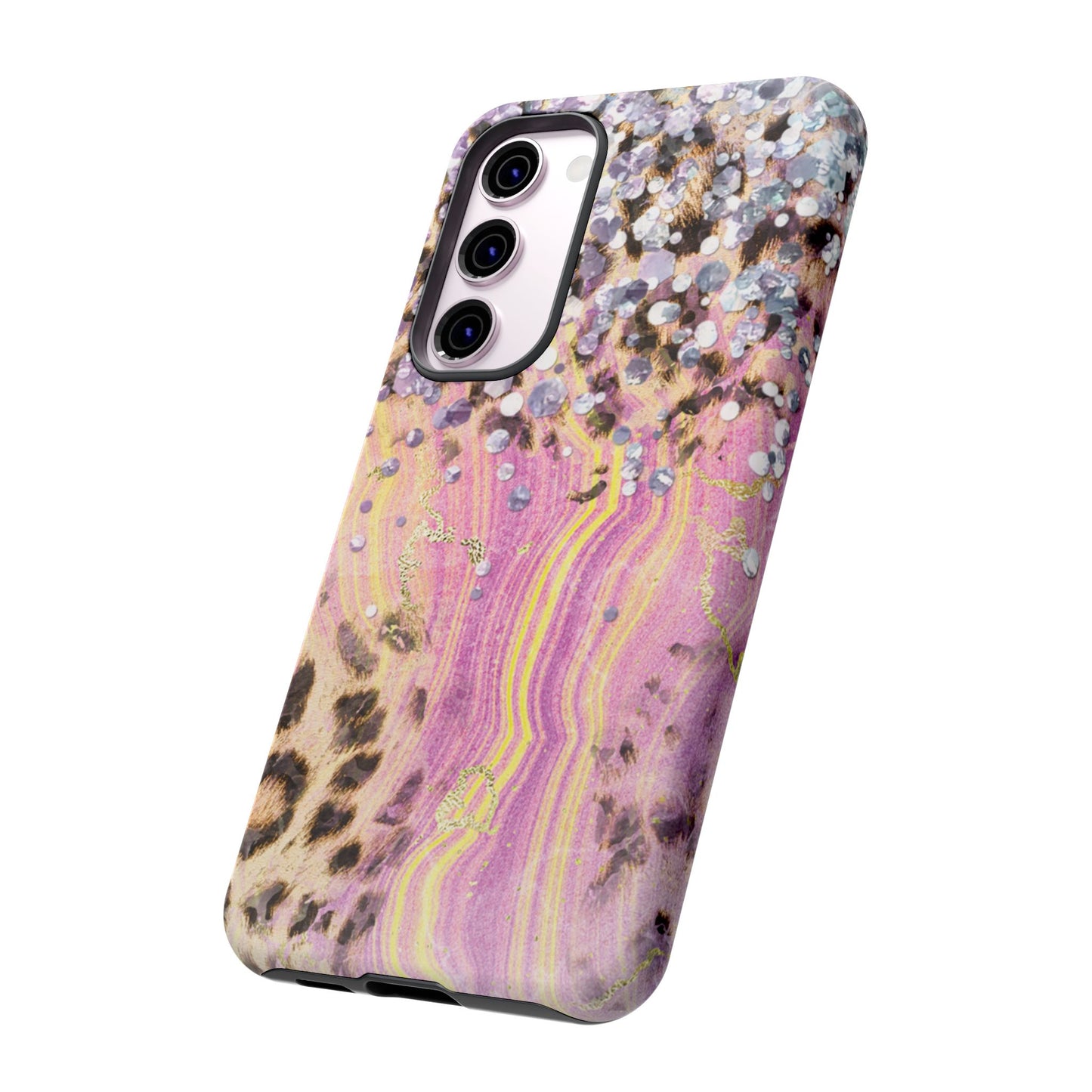 Crystal Glam Leopard - Samsung Galaxy Series Case with Glitter and Gem Accents