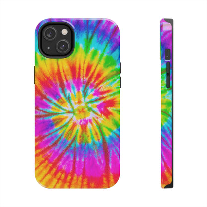 Rainbow Spiral Tie-Dye iPhone Case – Bright & Retro Design