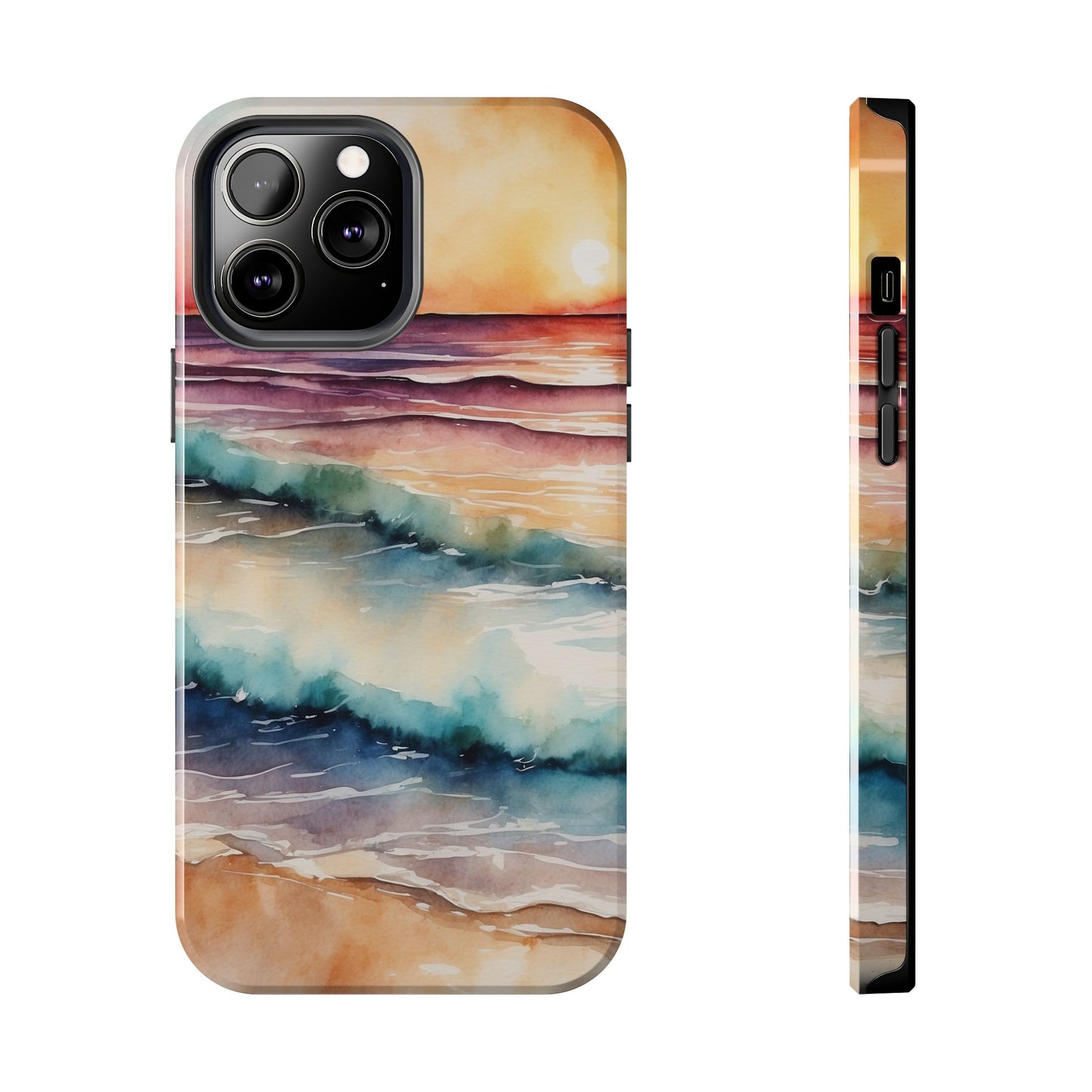 Sunset Waves iPhone Case – Vibrant Watercolor Design