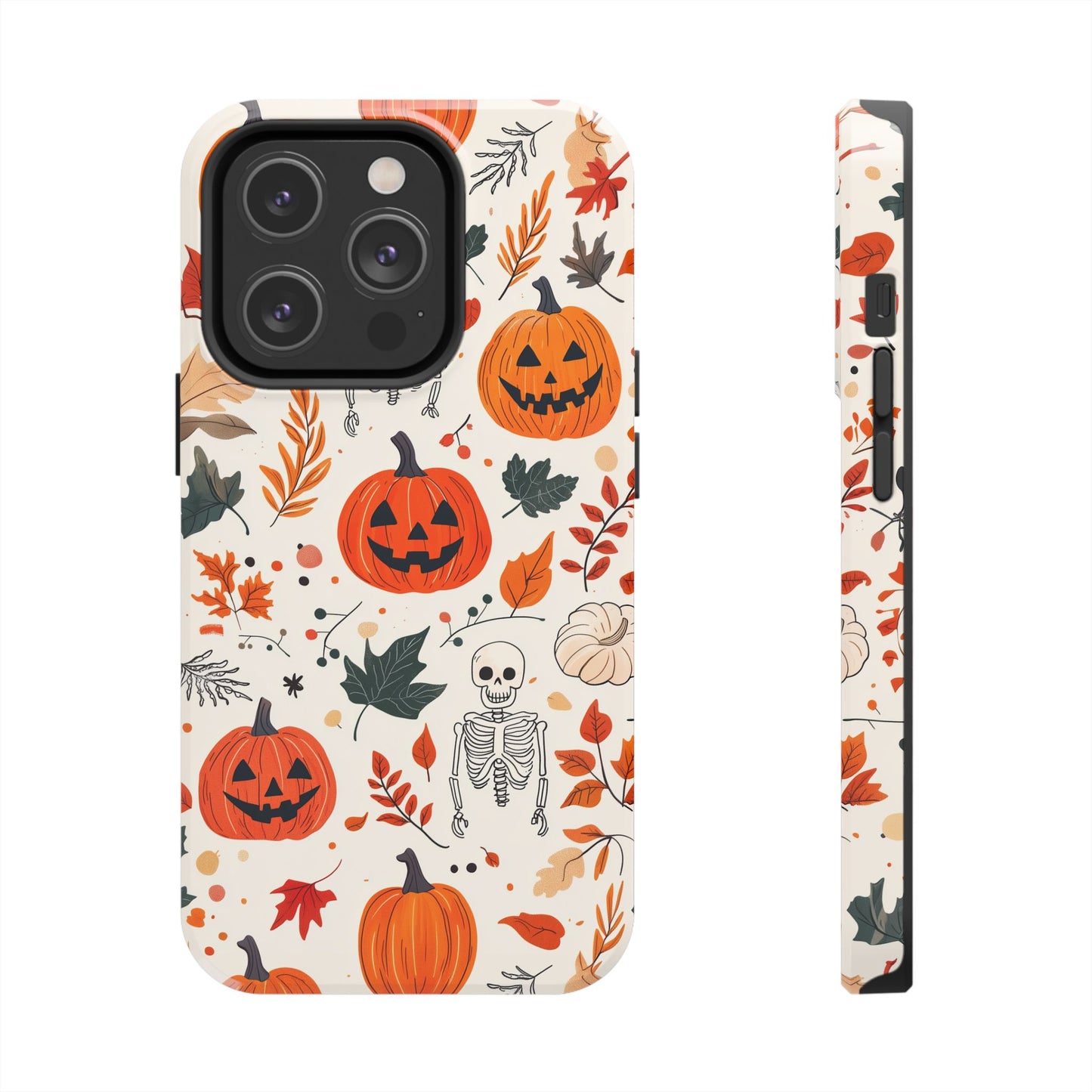 Halloween Pumpkin & Skeleton iPhone Case – Spooky Autumn Design