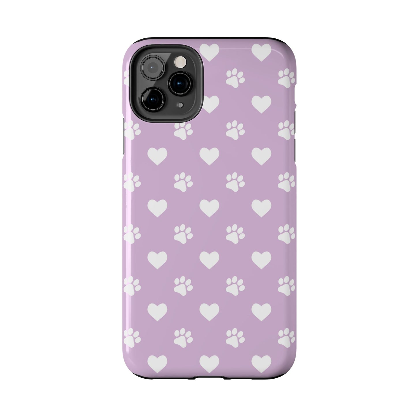 Purple Hearts & Paw Prints - Cute Pet Lover iPhone Case