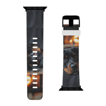  Charming Rottweiler by the Fireplace Apple Watch Band