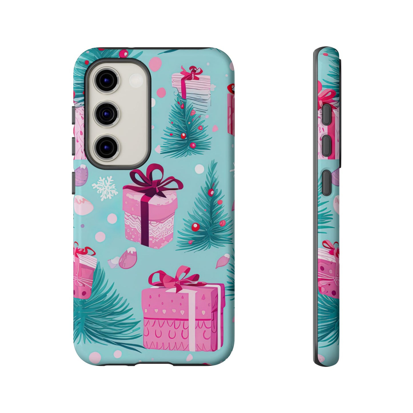 Festive Pink Christmas Gifts and Evergreen Samsung Galaxy Case – Holiday Theme, Protective Cover