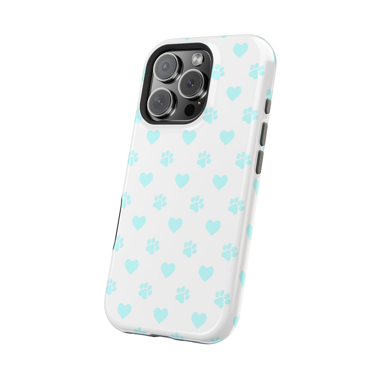 MagSafe Case - Aqua Paw Print & Heart Design