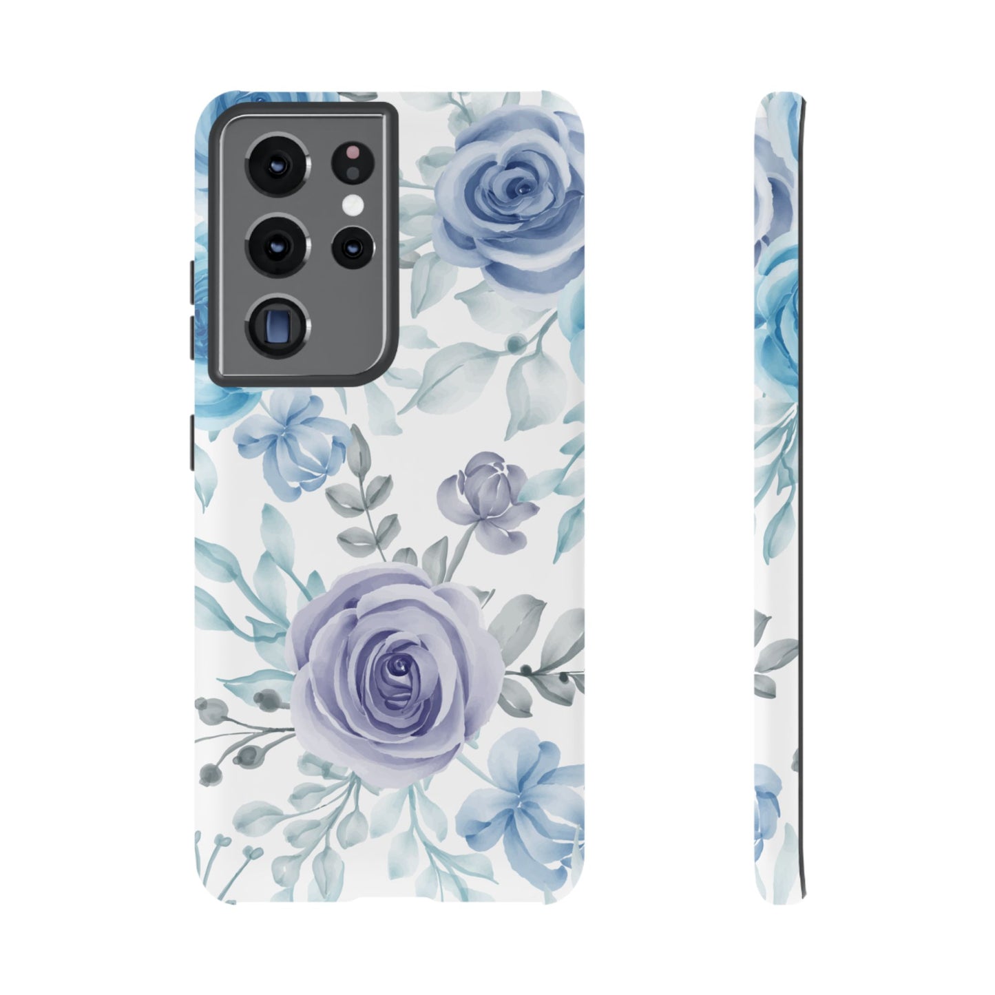 Elegant Blue & Violet Roses Samsung Galaxy Case – Artistic Floral Design for Stylish Protection