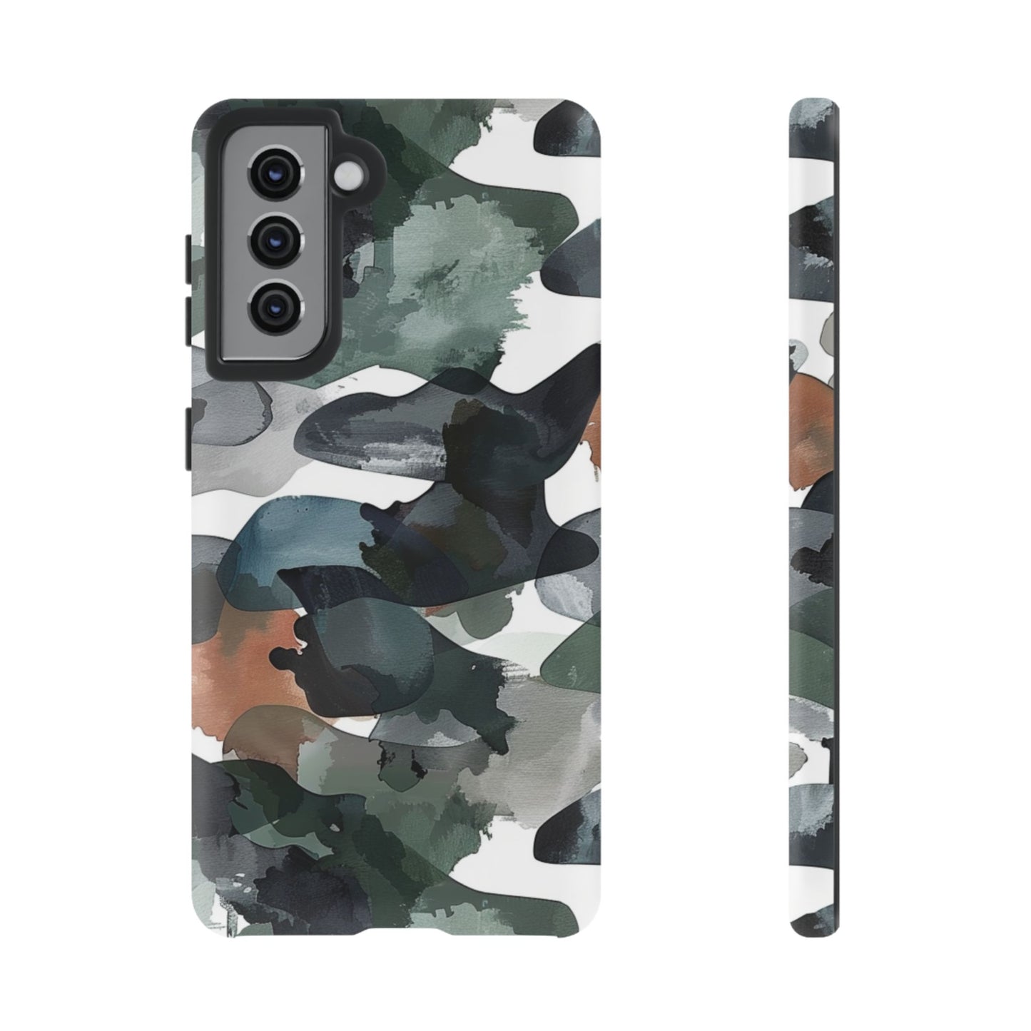 Moody Abstract Watercolor Samsung Galaxy Case – Dark Green and Brown Artistic Design