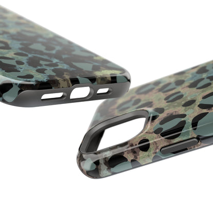 Moody Watercolor Leopard Print Tough MagSafe iPhone Case – Earthy Abstract Pattern with Dual-Layer Protection