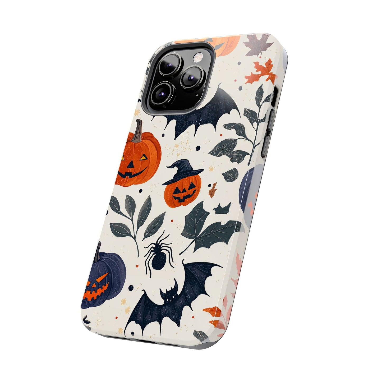 Spooky Halloween iPhone Case – Pumpkins, Bats, and Spider Design