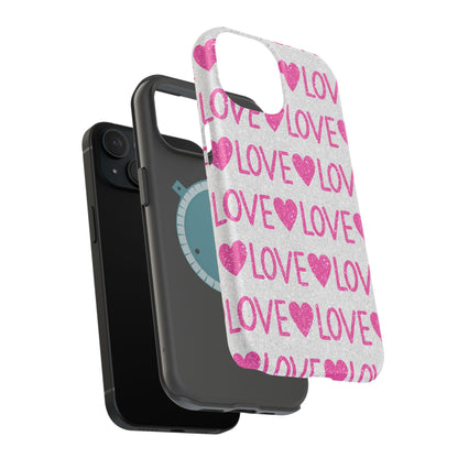 Pink Glitter Love Pattern – MagSafe iPhone Case