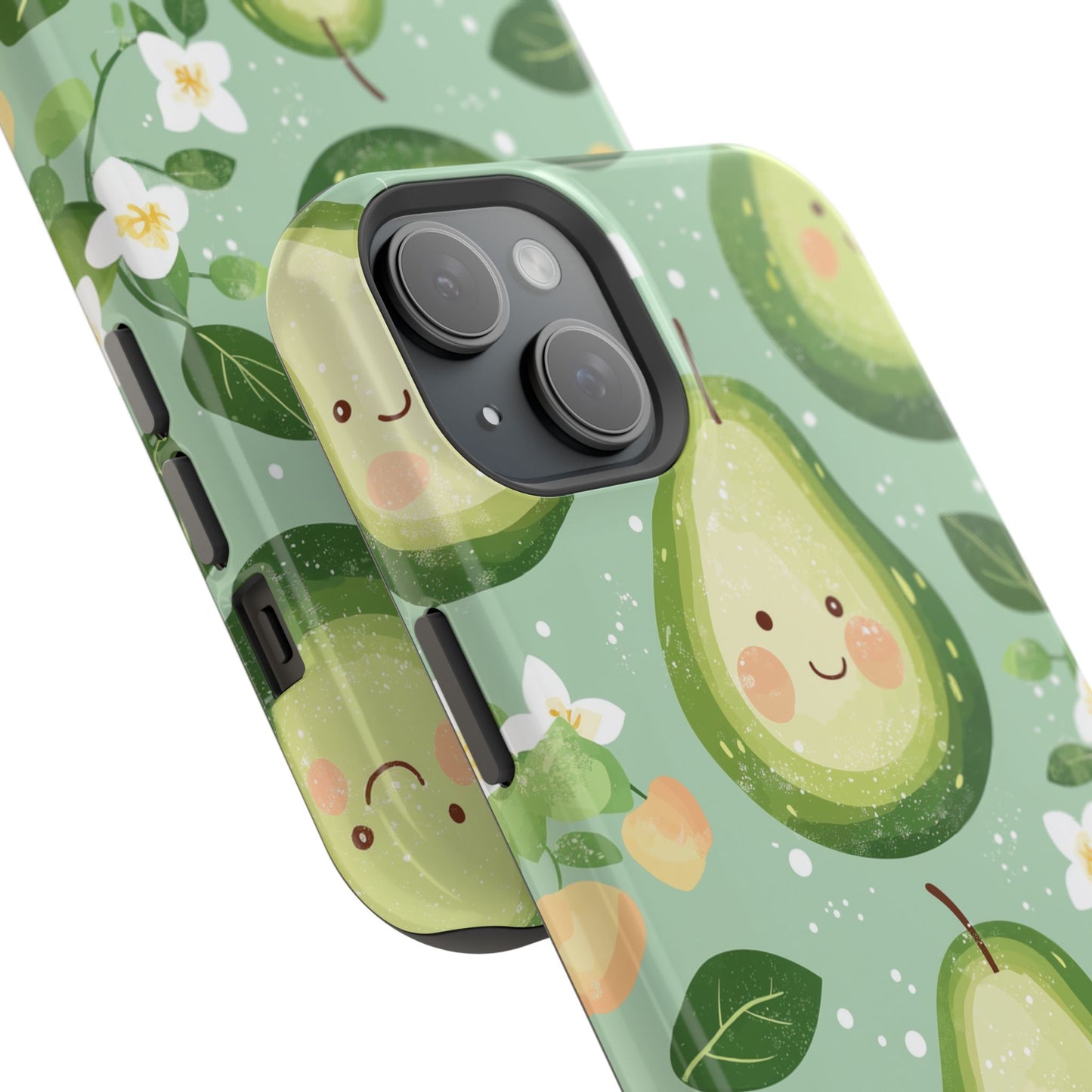 Smiling Avocados Tough MagSafe iPhone Case – Cute Avocado Design, Dual-Layer Protection