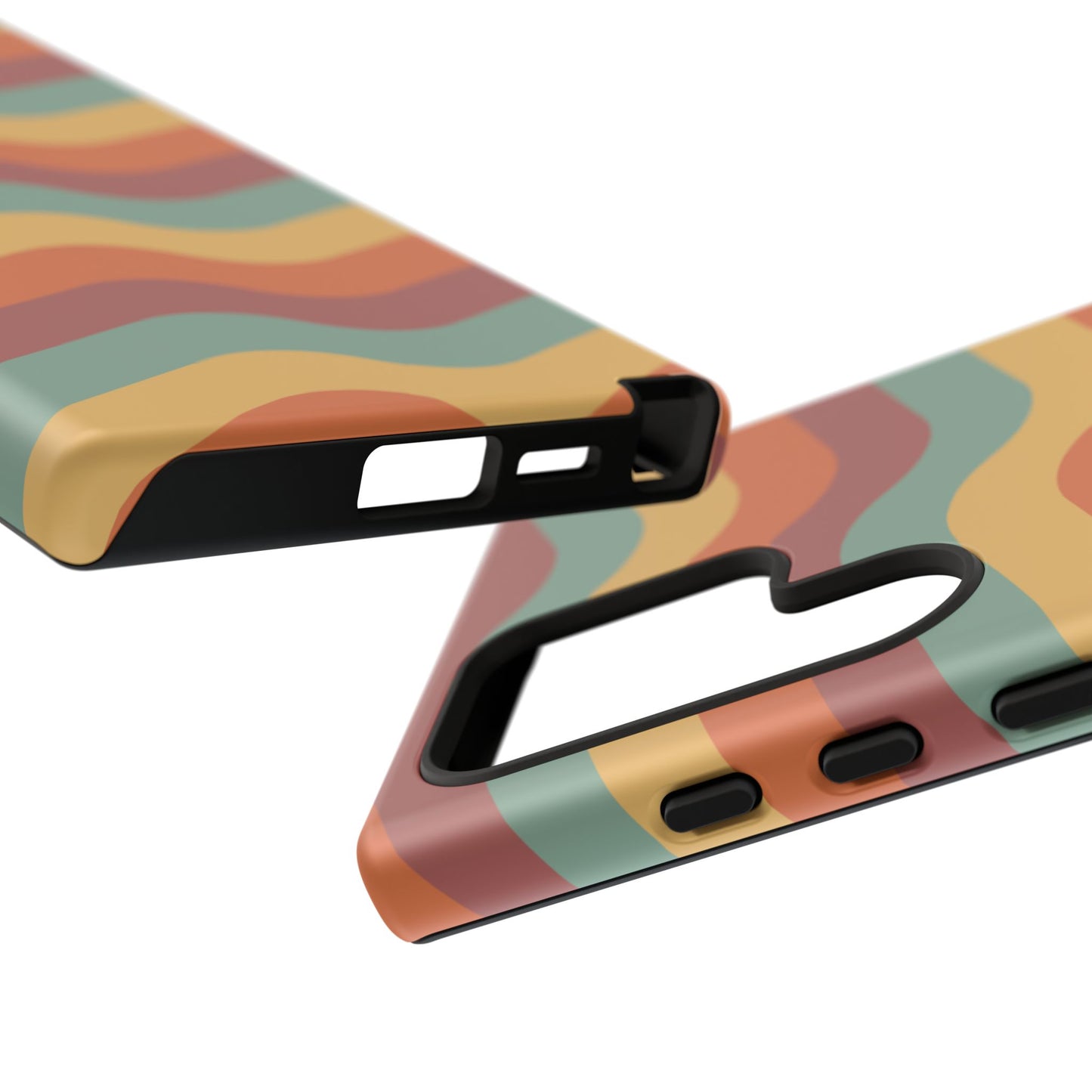 Retro Vibe Wavy Stripes Samsung Galaxy Case – 70s-Inspired in Teal, Orange, and Rust