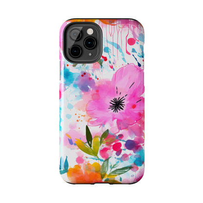 Color Splash Pink & Orange Watercolor Floral - iPhone Case