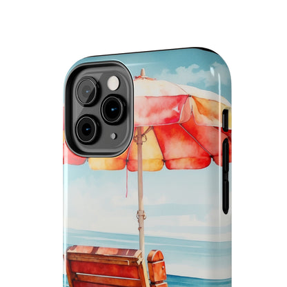 Beachfront Sunset Lounge iPhone Case – Vibrant Watercolor Design