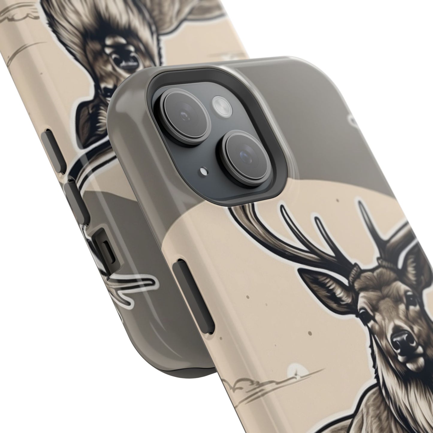 Monochrome Majesty – Regal Stag MagSafe iPhone Cases