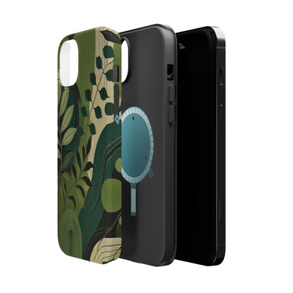 Abstract Green Leaves MagSafe iPhone Case - Nature-Inspired Protective Cover