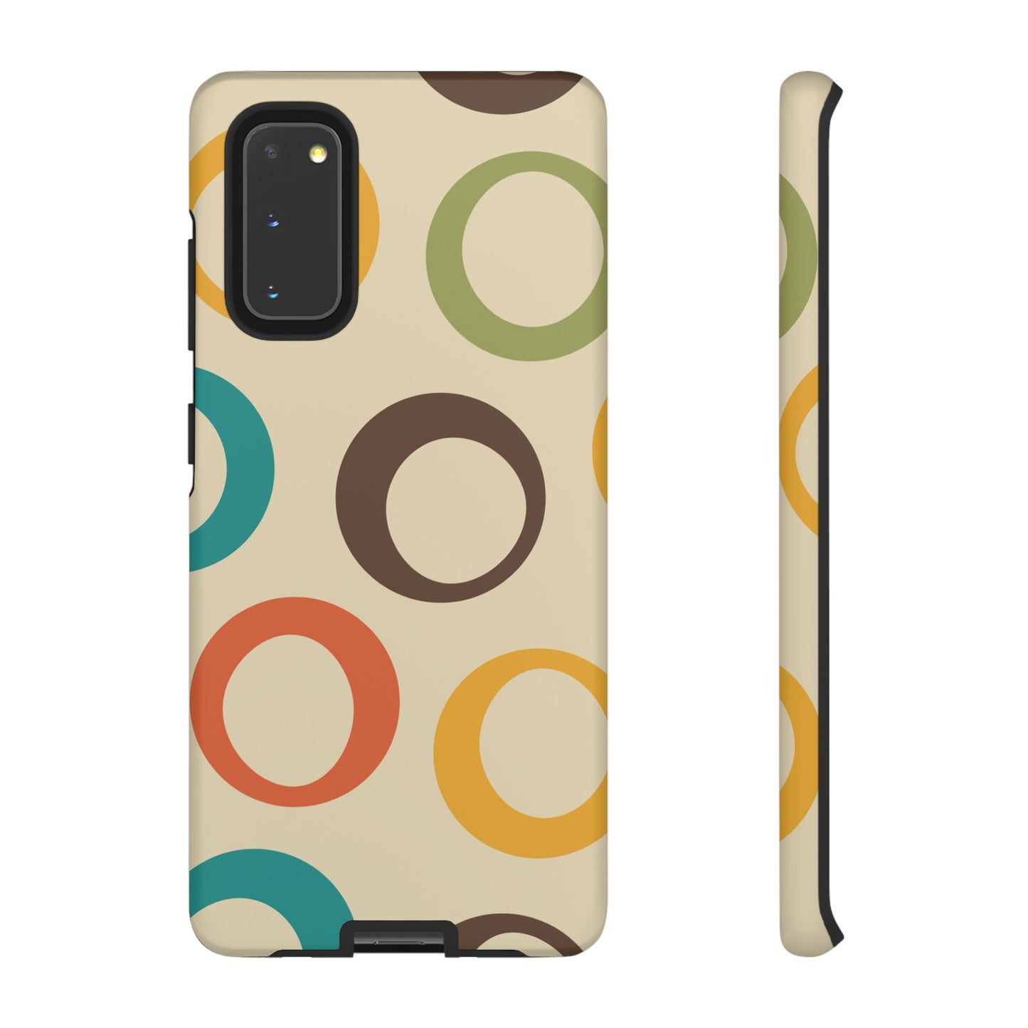 Retro Colorful Rings Samsung Galaxy Case – Shockproof, Matte Finish, Dual-Layer Protection