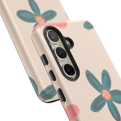 Vintage Floral Tough Samsung Galaxy Case – Soft Matte Finish with Dual-Layer Protection