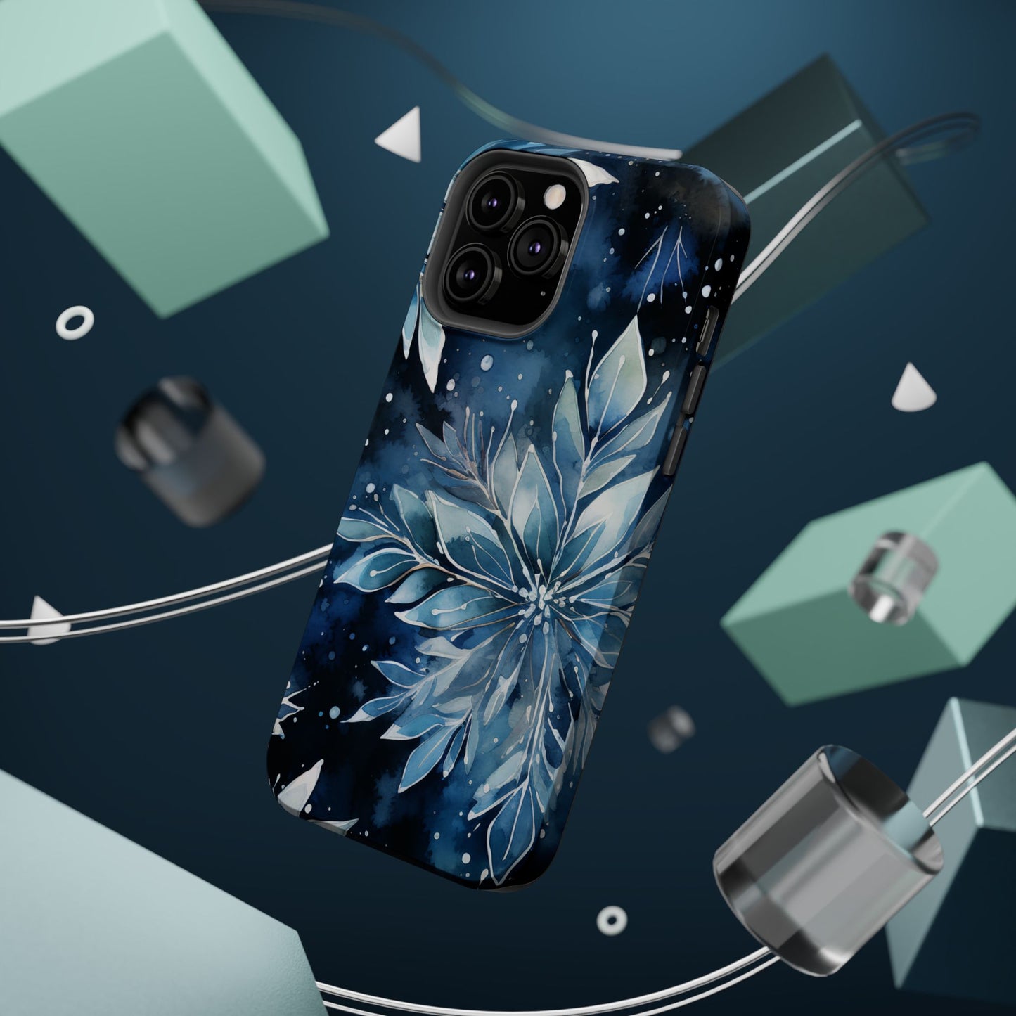 Winter’s Embrace – Blue Snowflake MagSafe iPhone Case