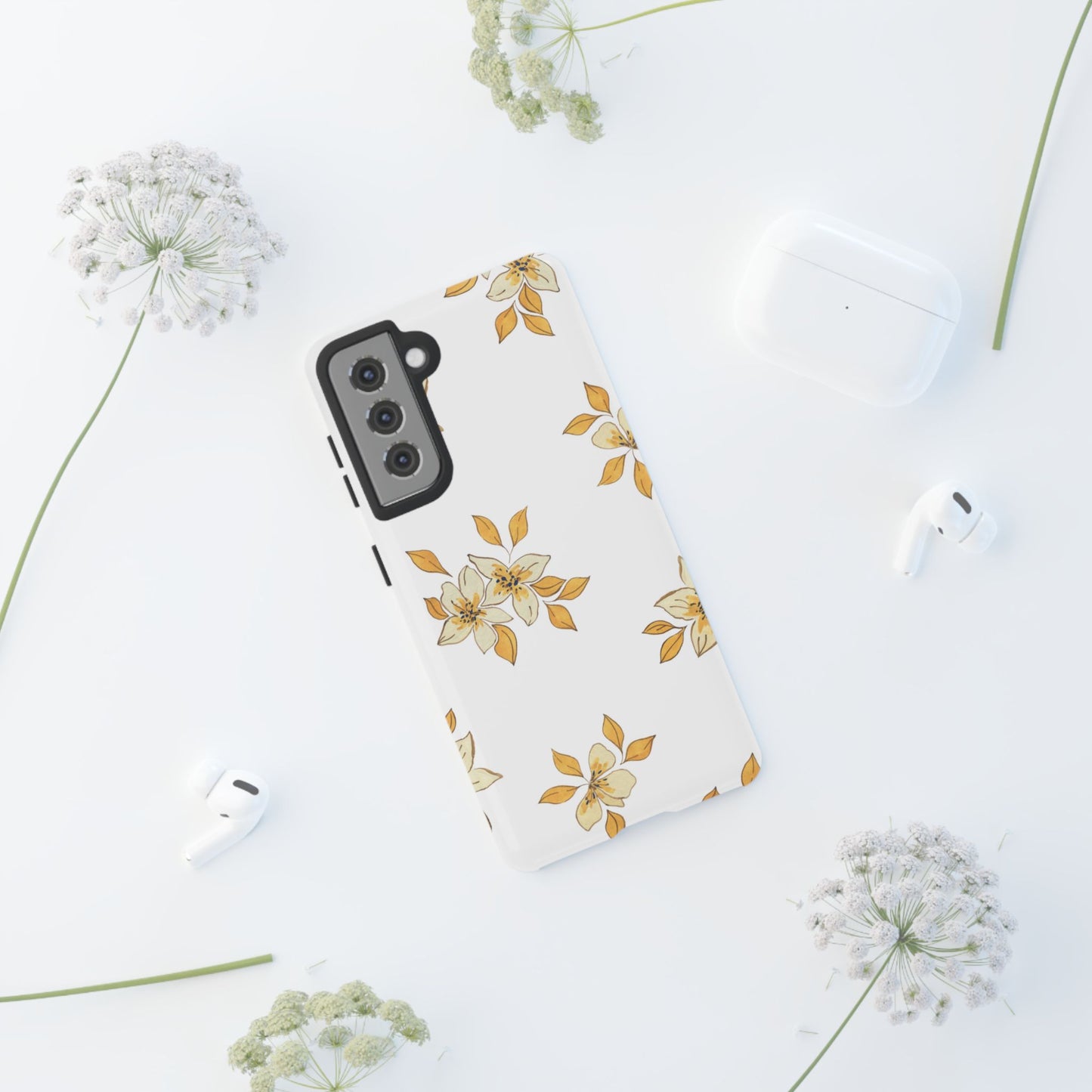 Delicate Yellow Blossom Samsung Galaxy Case – Minimalist Floral Design with Matte Finish