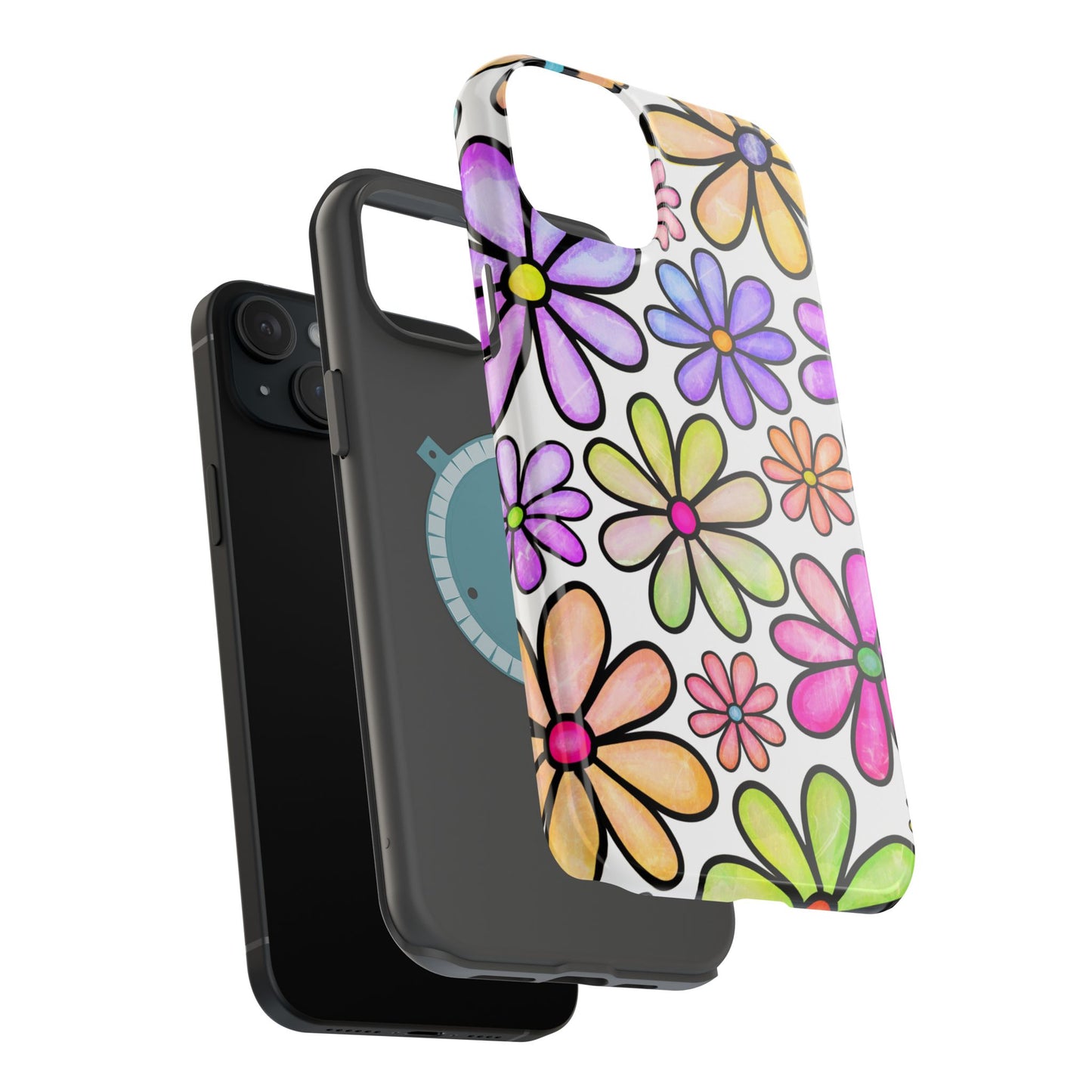 Pastel Daisy Dream MagSafe iPhone Case – Slim Profile, Glossy Finish