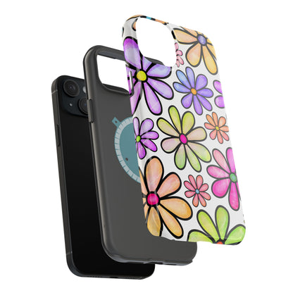 Pastel Daisy Dream MagSafe iPhone Case – Slim Profile, Glossy Finish