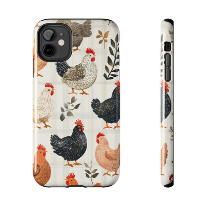 iPhone Case: Vintage Chicken & Leaves – Farmhouse Style Case