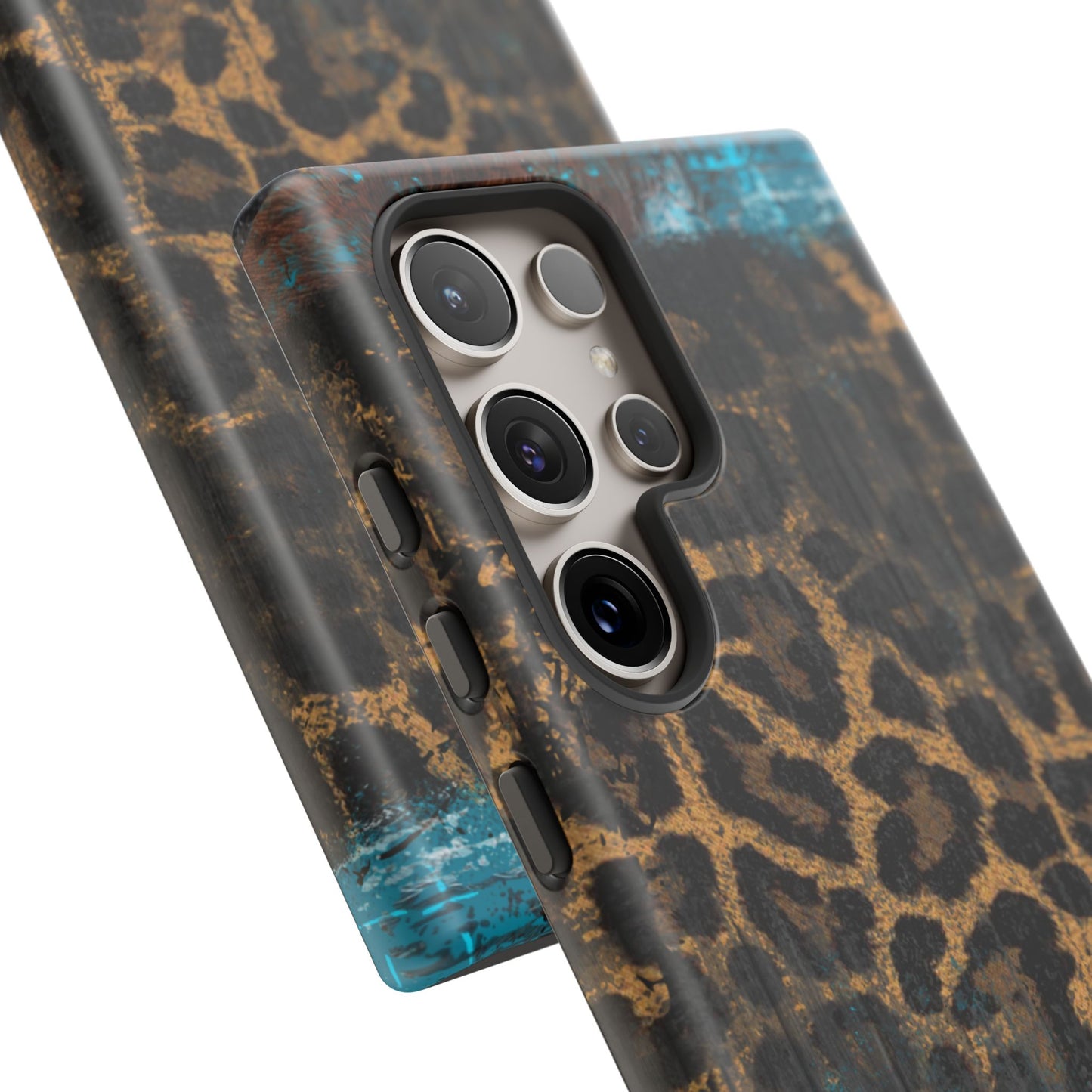 Boho Leopard and Turquoise Tough Samsung Galaxy Case – Rustic Western Design with Dual-Layer Protection