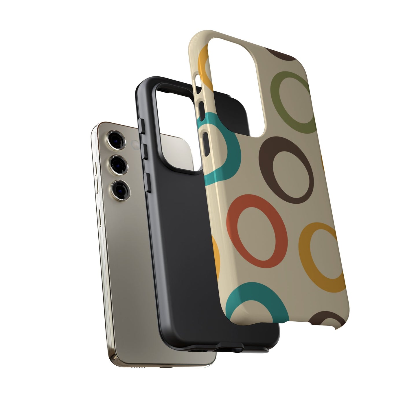 Retro Colorful Rings Samsung Galaxy Case – Shockproof, Matte Finish, Dual-Layer Protection