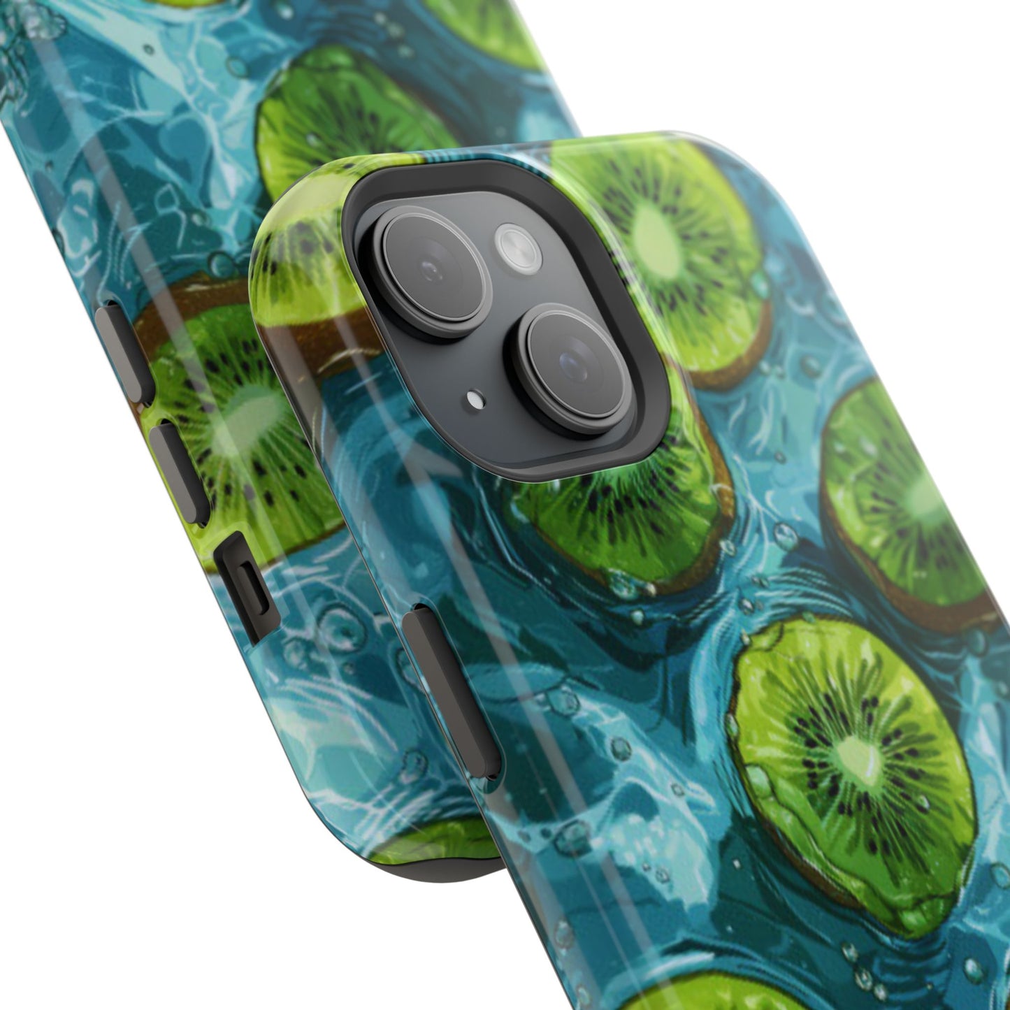 Tropical Kiwi Splash MagSafe iPhone Case – Tough Dual-Layer, Vibrant Summer Design