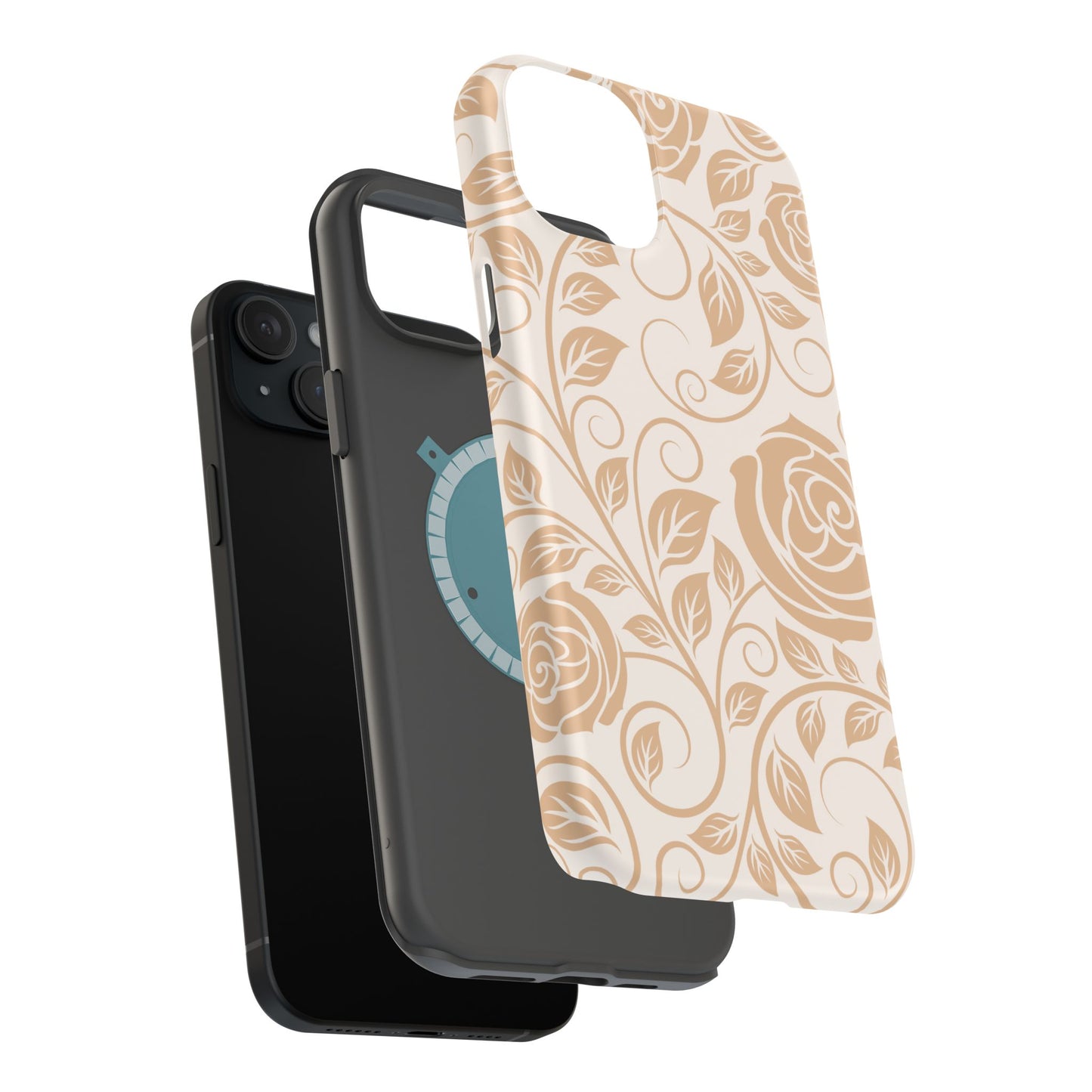 Vintage Rose Vine Tough MagSafe iPhone Case – Elegant Floral Pattern with Dual-Layer Protection