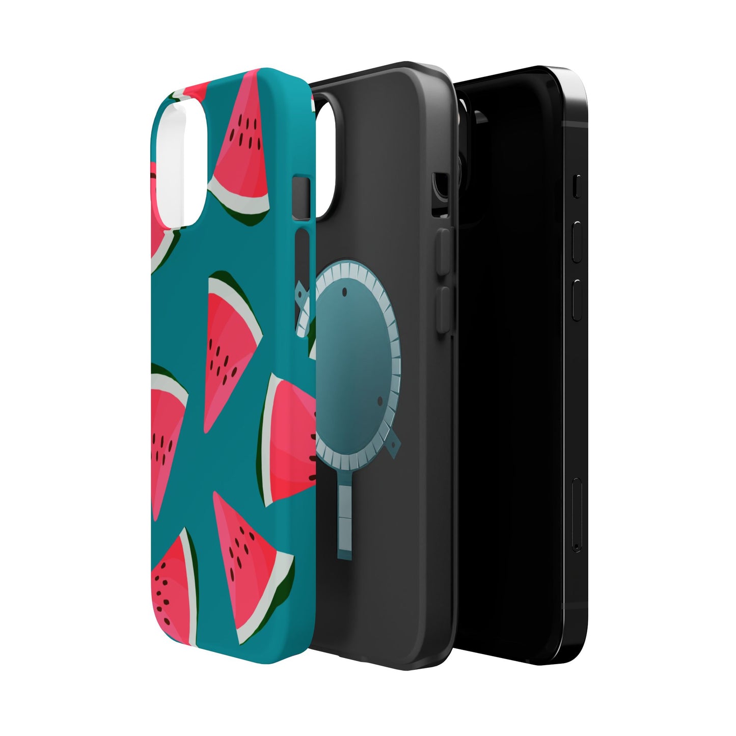 Watermelon Bliss MagSafe iPhone Case – Vibrant Summer Fruit Design on Teal Background