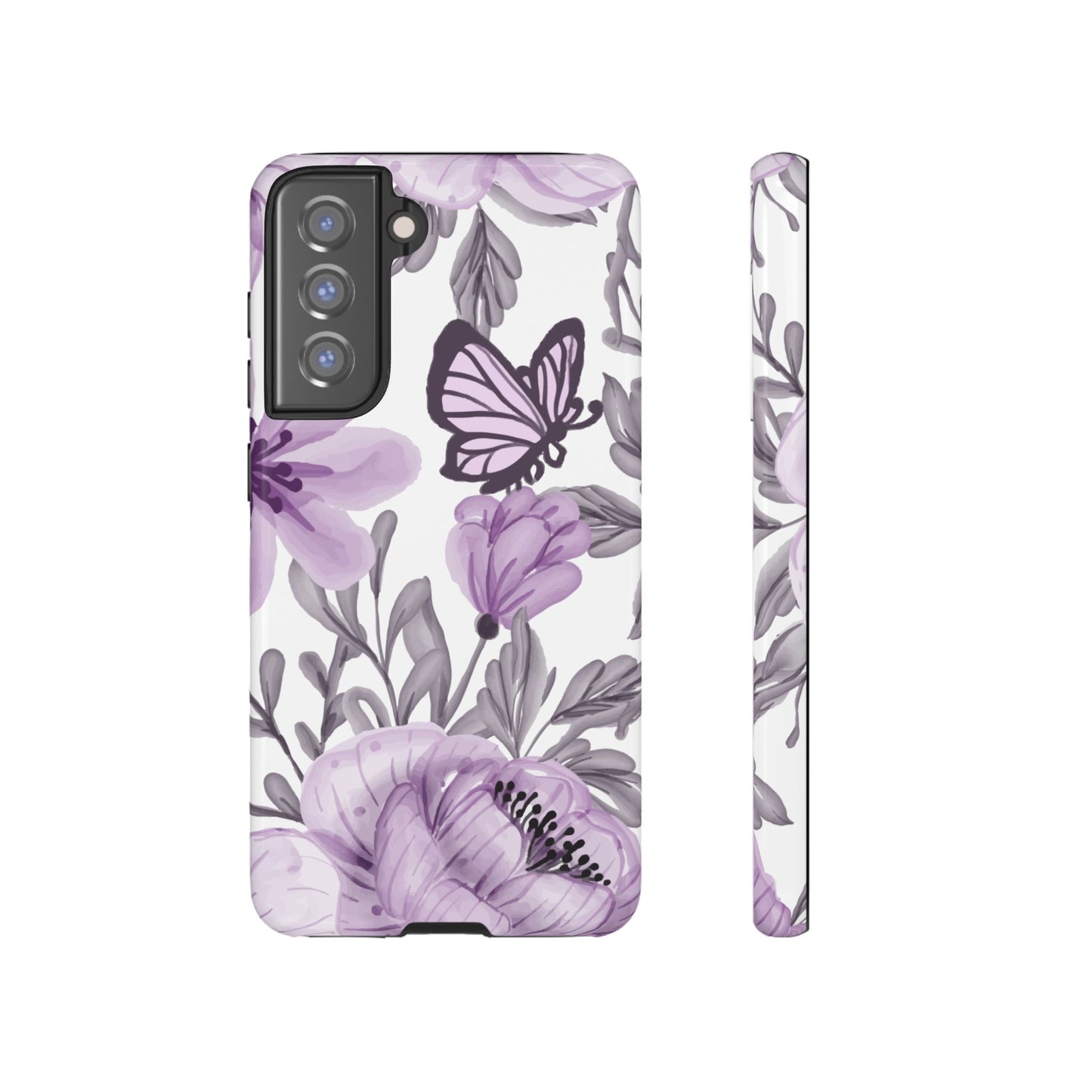 Lavender Bloom Butterfly Samsung Galaxy Case – Delicate Floral Design with Watercolor Details