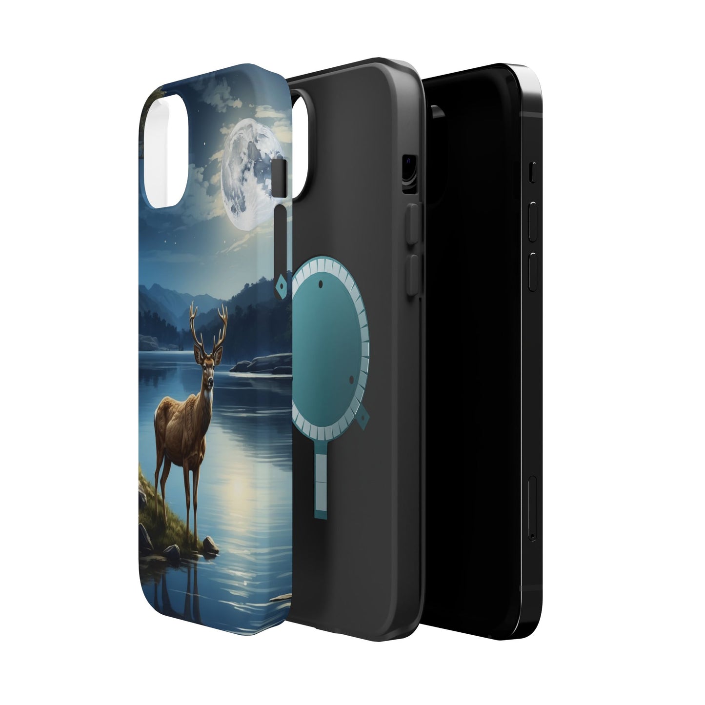 Moonlit Elegance: Stag by the Lake – MagSafe iPhone Case