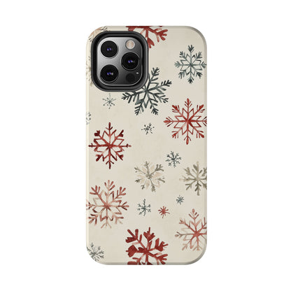 Vintage Red and Gray Snowflake Pattern – iPhone Series Case