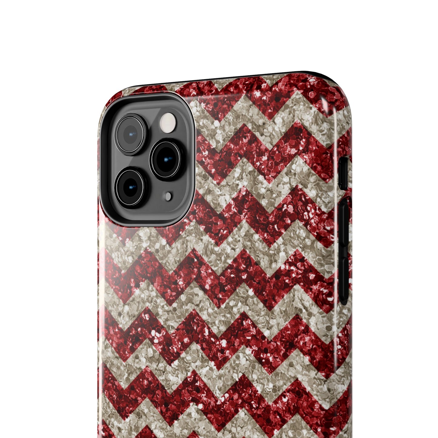 Sparkling Red & White Chevron – Glitter Illusion iPhone Case