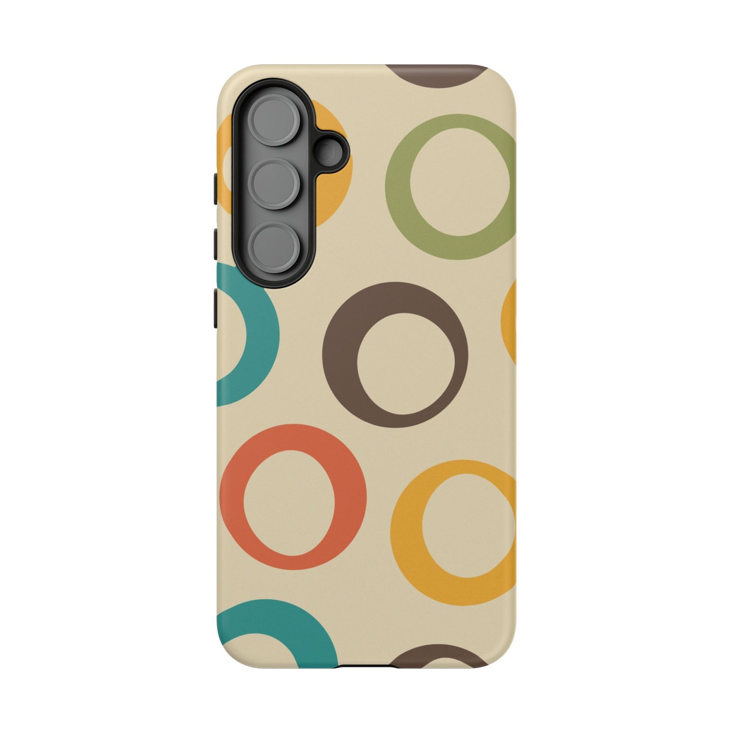 Retro Colorful Rings Samsung Galaxy Case – Shockproof, Matte Finish, Dual-Layer Protection