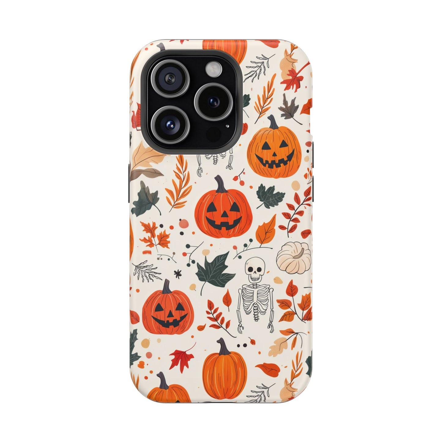 Halloween Pumpkin & Skeleton MagSafe iPhone Case – Spooky Autumn Design