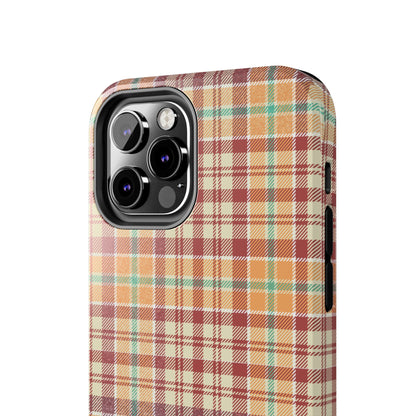 Retro Chic Plaid iPhone Case in Red, Orange, Green & Cream – Classic Vintage Style