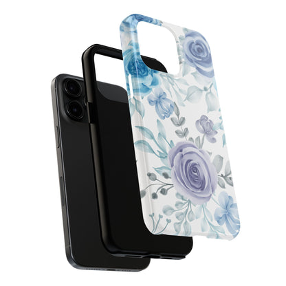 Elegant Blue & Violet Roses iPhone Case – Luxurious Floral Design for Chic Device Protection