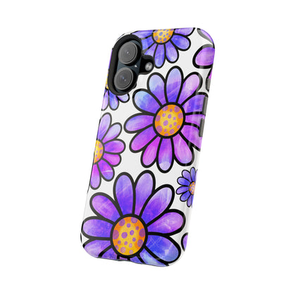 Purple Daisy Delight MagSafe iPhone Case – Slim Profile, Glossy Finish