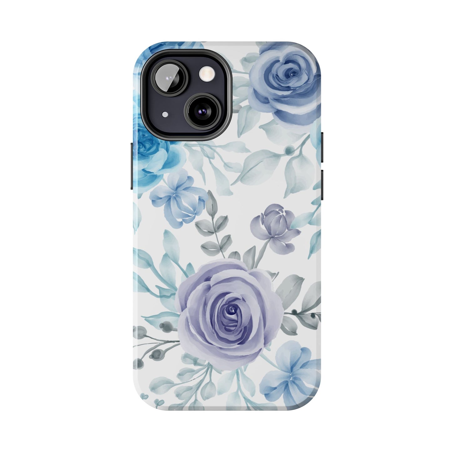 Elegant Blue & Violet Roses iPhone Case – Luxurious Floral Design for Chic Device Protection