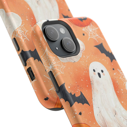 Spooky Cute Ghost MagSafe iPhone Case – Halloween Ghosts, Pumpkins, Bats & Cobwebs Design