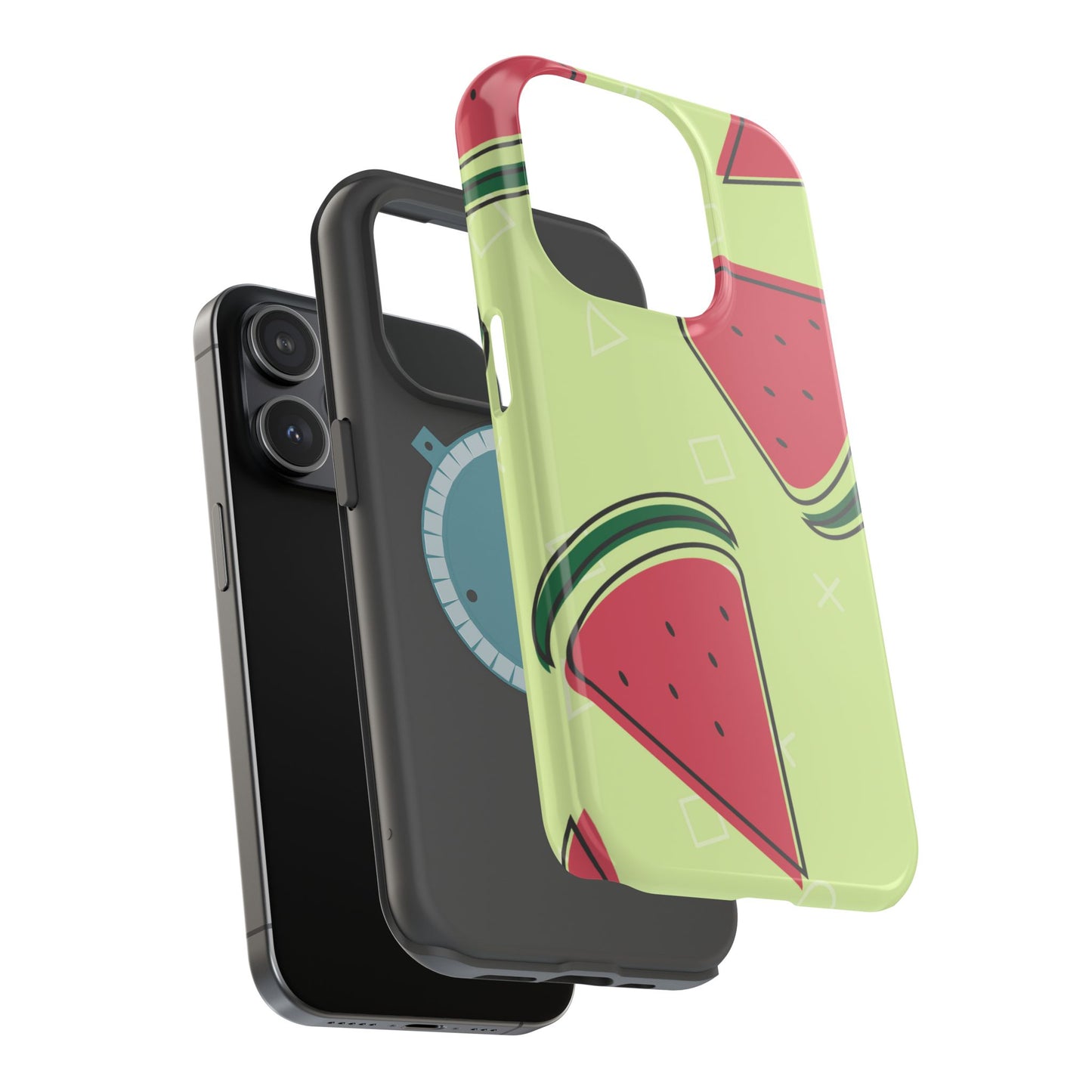 Watermelon Slice MagSafe iPhone Case – Fresh & Fun Design with Retro Geometric Pattern