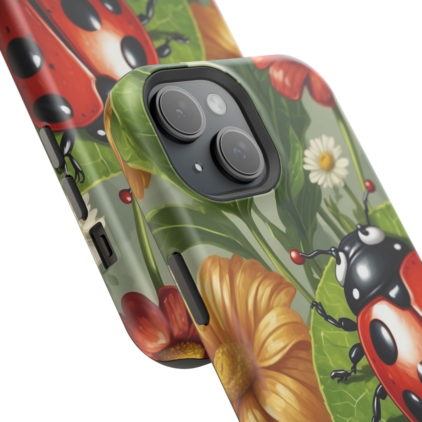 Ladybug Garden MagSafe iPhone Case – Whimsical Floral Design