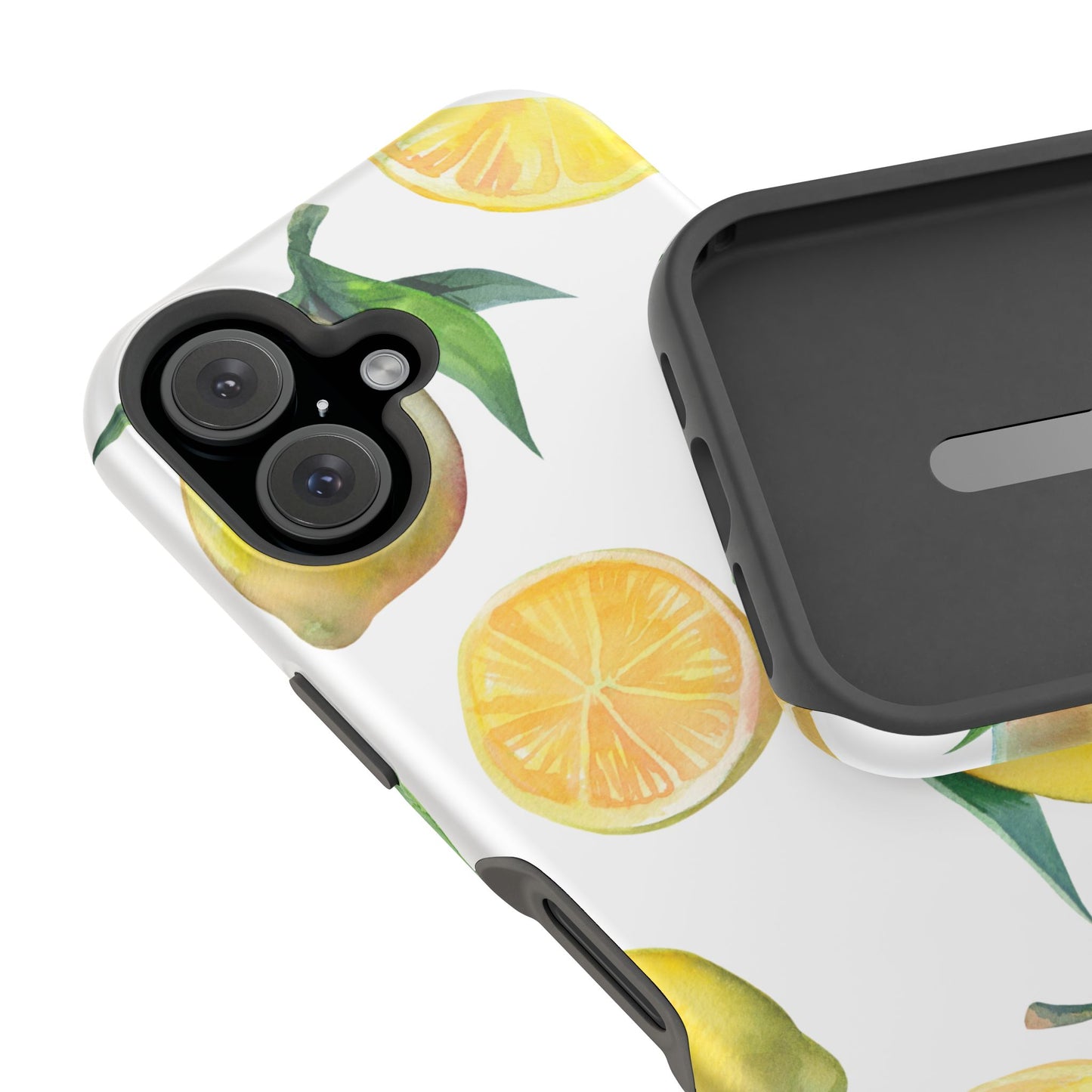 Lemon Grove Watercolor Tough MagSafe iPhone Case – Fresh Citrus Design, Dual-Layer Protection